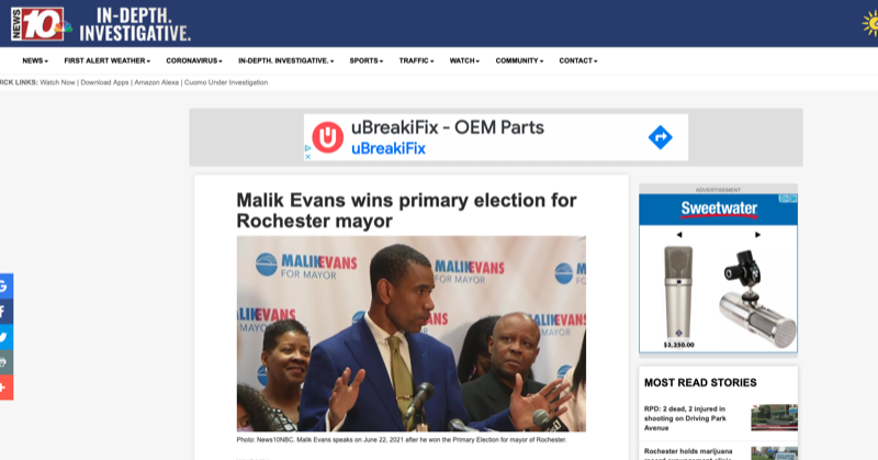 Malik Evans wins primary election for Rochester mayor